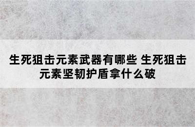 生死狙击元素武器有哪些 生死狙击元素坚韧护盾拿什么破